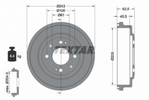 Textar 94017600 - Brzdový bubon -