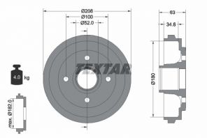 Textar 94023900 - Brzdový bubon -