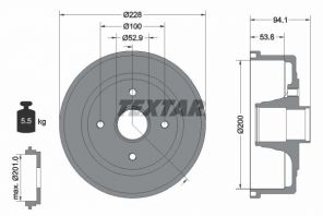 Textar 94024200 - Brzdový bubon -