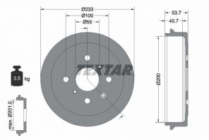 Textar 94026500 - Brzdový bubon -