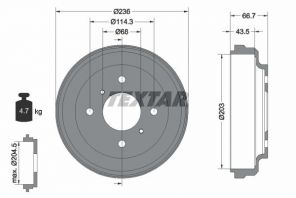 Textar 94026900 - Brzdový bubon -