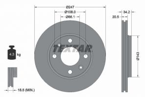 Textar 92043103 - Brzdový kotúč -