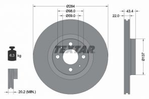 Textar 92053503 - Brzdový kotúč -