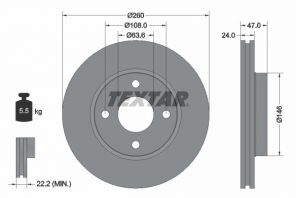 Textar 92063503 - Brzdový kotúč -