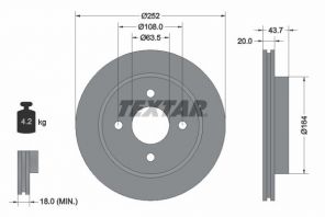 Textar 92063603 - Brzdový kotúč -