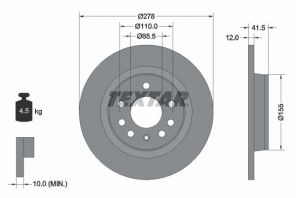 Textar 92118503 - Brzdový kotúč -
