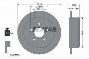 Textar 92227700 - Brzdový kotúč -