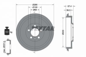 Textar 94024300 - Brzdový bubon -