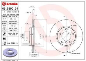 Brembo 09.5390.31 - Brzdový kotúč -