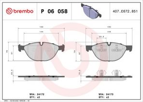 Brembo P 06 058 - Brzdové platničky -