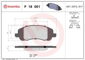 Brembo P 18 001 - Brzdové platničky -