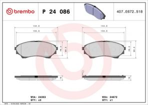 Brembo P 24 086 - Brzdové platničky -