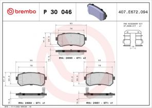 Brembo P 30 046 - Brzdové platničky -