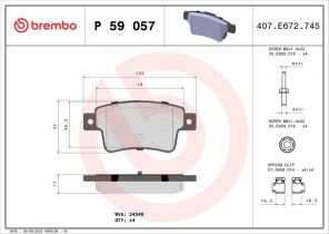 Brembo P 59 057 - Brzdové platničky -
