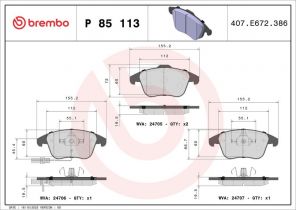 Brembo P 85 113 - Brzdové platničky -