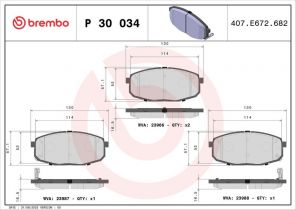 Brembo P 30 034 - Brzdové platničky -