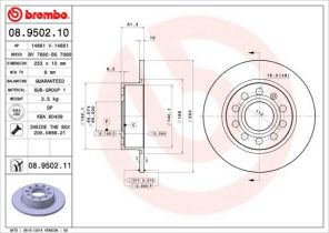 Brembo 08.9502.11 - Brzdový kotúč -
