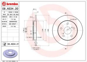 Brembo 08.A534.21 - Brzdový kotúč -