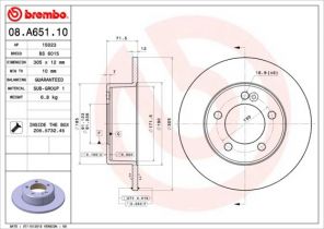 Brembo 08.A651.10 - Brzdový kotúč -
