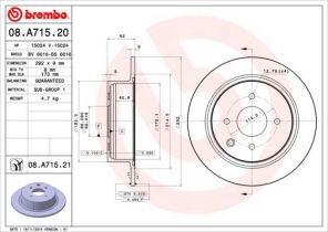 Brembo 08.A715.20 - Brzdový kotúč -