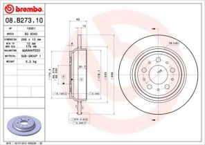 Brembo 08.B273.10 - Brzdový kotúč -