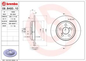 Brembo 08.B493.10 - Brzdový kotúč -