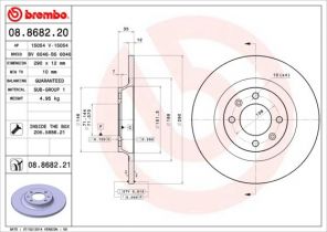 Brembo 08.8682.20 - Brzdový kotúč -