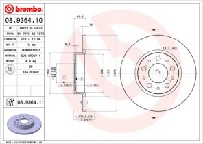 Brembo 08.9364.11 - Brzdový kotúč -