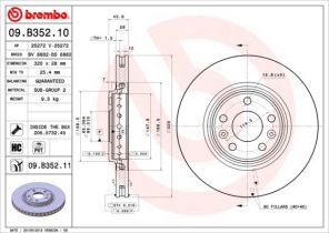 Brembo 09.B352.11 - Brzdový kotúč