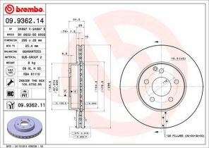 Brembo 09.9362.11 - Brzdový kotúč -