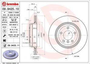Brembo 09.9425.11 - Brzdový kotúč -