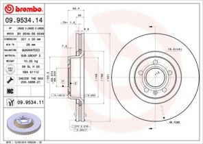 Brembo 09.9534.11 - Brzdový kotúč -