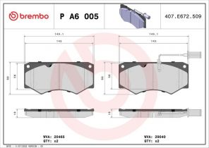 Brembo P A6 005 - Brzdové platničky -
