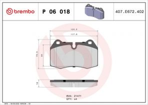 Brembo P 06 018 - Brzdové platničky -