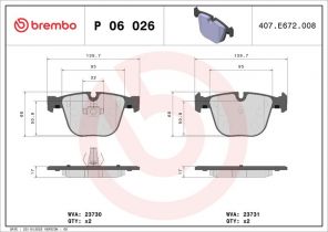 Brembo P 06 026 - Brzdové platničky -