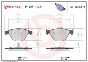 Brembo P 06 046 - Brzdové platničky -
