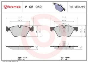 Brembo P 06 060 - Brzdové platničky -