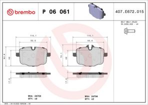 Brembo P 06 061 - Brzdové platničky -