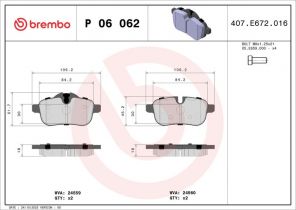 Brembo P 06 062 - Brzdové platničky -