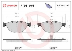 Brembo P 06 076 - Brzdové platničky -