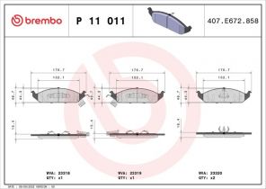 Brembo P 11 011 - Brzdové platničky -