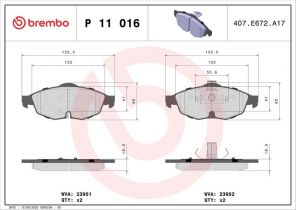 Brembo P 11 016 - Brzdové platničky -