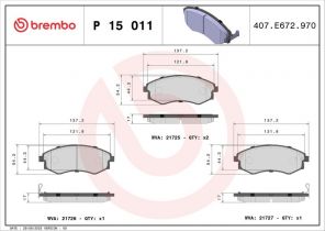 Brembo P 15 011 - Brzdové platničky -