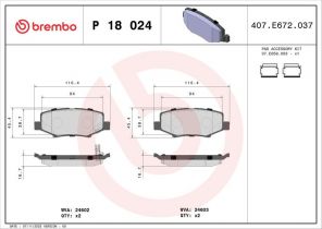 Brembo P 18 024 - Brzdové platničky -
