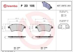 Brembo P 23 105 - Brzdové platničky -