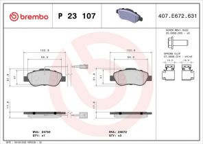 Brembo P 23 107 - Brzdové platničky -
