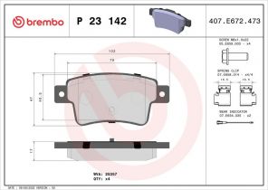 Brembo P 23 142 - Brzdové platničky -