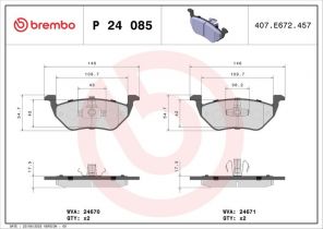 Brembo P 24 085 - Brzdové platničky -