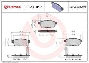 Brembo P 28 017 - Brzdové platničky -