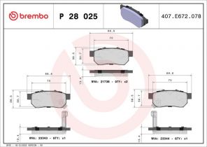 Brembo P 28 025 - Brzdové platničky -